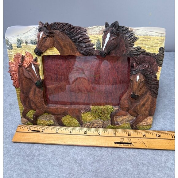 Galloping Horse-Themed Resin Picture Frame Holds 4x6" - Picture 3 of 7